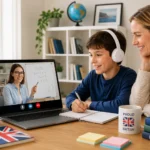 Online Tutoring for UK children with a tutor teaching remotely from home